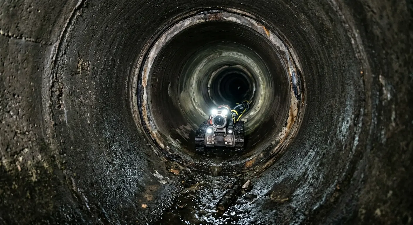 Robotic sewer camera inspecting pipe interior for Sewer Line Repair in Immokalee